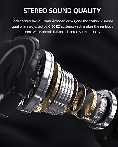 GIEC Bluetooth Earbuds with 24H Playtime DSP Noise Cancelling Wireless Earbuds with LED Display Bluetooth Earphones with Charging Case Bluetooth 5.0 Headset with Mic Wireless Earphones for Phone