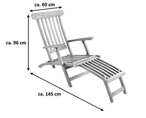 SAM Gartenliege Puccon, 5-Fach verstellbare Sonnenliege, Teakholz massiv, Liegestuhl klappbar, Deckchair/Holzliege ideal für Balkon, Terrasse und Garten – Bild 6