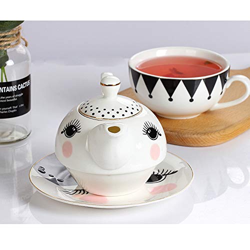 MonLiya Teapot Cup Saucer Set Cartoon Ceramic Teapot with Lid Gift For Mom Grace Teaware Fine Porcelain Elephant Teapot Coffee Mug Bone China Blue Teapot and Server Set for One