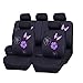 CAR PASS Universal Fabric Car Seat Covers,Print Purple Flower and Butterfly Seat Covers Full Set with Airbag Compatible, Fit Sedans,Cars,Vans,Suitable for Women & Girly (Black and Purple)