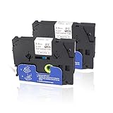Molshine 2 Pack Heat-shrink Tube Label Tape Compatible for Brother HSe-211 HSe211 HS211 HS-211 Black on White 0.23 inches(5.8mm)