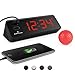 MARATHON USB Clock Charger with 2 Charging Ports, Universal AC Adapter - Backup Batteries Included (Black/Red)