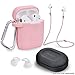 Airpods Accessories Set, Filoto Airpods Waterproof Silicone Case Cover with Keychain/Strap/Earhooks/Accessories Storage Travel Box for Apple Airpod 2&1 (Pink) primary