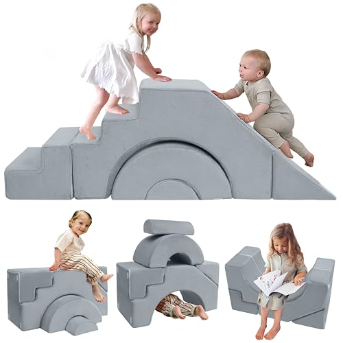 MeMoreCool Sofá infantil de juegos, sofá modular de bloques de construcción, sofá cama para bebé para escalar y gatear, bloques de construcción para habitación infantil o sala de juegos, mini sofá con