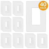 ENERLITES Screwless Decorator Wall Plates Child Safe Outlet Covers, Size 1-Gang 4.68" H x 2.93" L, Unbreakable Polycarbonate Thermoplastic, SI8831-W-40PCS, White (40 Pack)