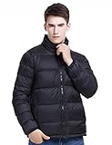 Puredown Men's Classic Outdoor Waterproof Goose Down Puffer Jacket, Black