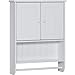 Best Choice Products Wooden Modern Contemporary Bathroom Storage Organization Wall Cabinet w/Open Cubby, Adjustable Shelf, Double Doors, Towel Bar, Wainscot Paneling, White