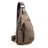 Kalevel Cool Outdoor Sports Casual Canvas Unbalance Backpack Crossbody Sling Bag Shoulder Bag Chest Bag for Men
