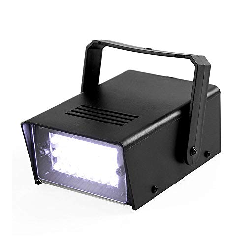 Mini Strobe Light with 24 Super Bright White LED Speed Controllable Special Stage Lighting Effects Designed for Bar Dance Hall Cabaret Parties Christmas Halloween Wedding Decoration (White)