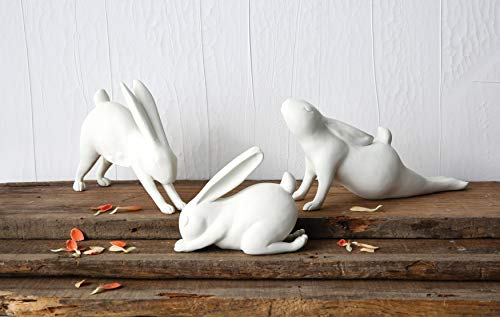 White Resin Arching Yoga Rabbit - Image 5