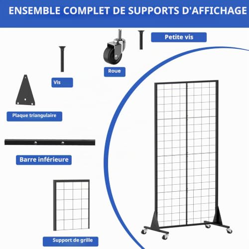 DEYEGELEA 60 x 160 cm Heavy Duty Display Stand with Triangular Base with Hooks Included for Retail Shop, Professional Show, Store