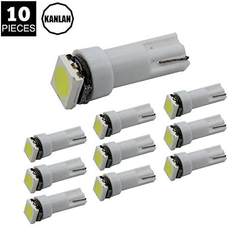 KANLAN 10x White PC74 T5 led 5050 1SMD bulb Wedge Base for Dashboards Gauge Cluster Light t5 bulbs led t5 smd 12v