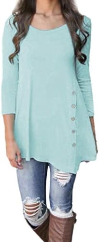 Gocheaper Long Tunic,Women's Pullover Loose Button Trim Blouse Tops T-Shirt