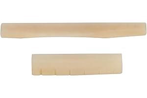 Camel Bone Guitar Nut and Saddle Set, Replacement for 6 String Folk Guitars, Smooth Surface Bone Bridge Components with Excel