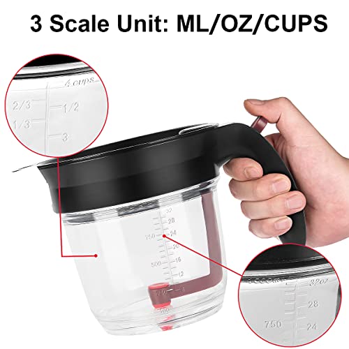 4Cup Gravy Fat Separator With Bottom Release Healthier Gravy, Soup