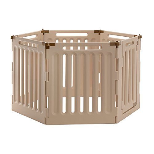 Richell Convertible Indoor/Outdoor Pet Playpen, Large, Soft Tan/Mocha