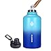 SENDESTAR 64 oz Beer Growler Double Wall Vacuum Insulated Leak Proof Stainless Steel Water Bottle -Wide Mouth with Flat Cap & Spout Lid Includes Water bottle Pouch (Mint/Cobalt)
