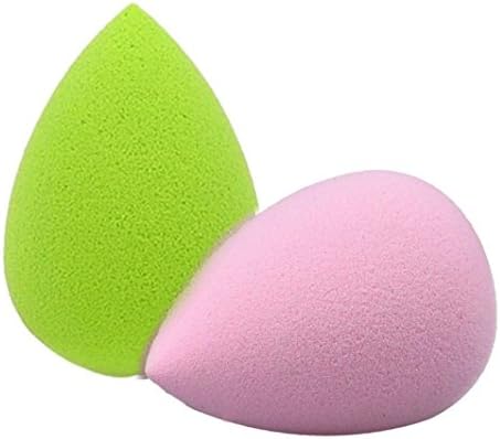 Elim Springs 2 Pieces Multi Color Droplet Makeup Blender Sponge set, Foundation Blending Sponge, Flawless Egg Shaped Makeup Blender for Liquid, Creams, and Powders（Pink & Green)
