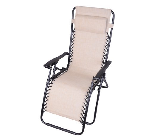 Outsunny Zero Gravity Recliner Lounge Patio Pool Chair Cream