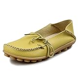[NEW SIZE VERSION]KaLeido Women's Driving Shoes Cowhide Leather Casual Lace-Up Loafer Flats Boat Shoes