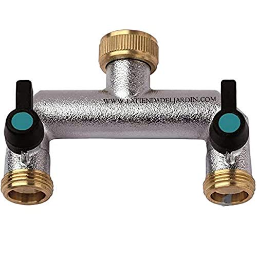 Double Garden Tap Female 3/4" Outlet 2 Way Male, Chrome