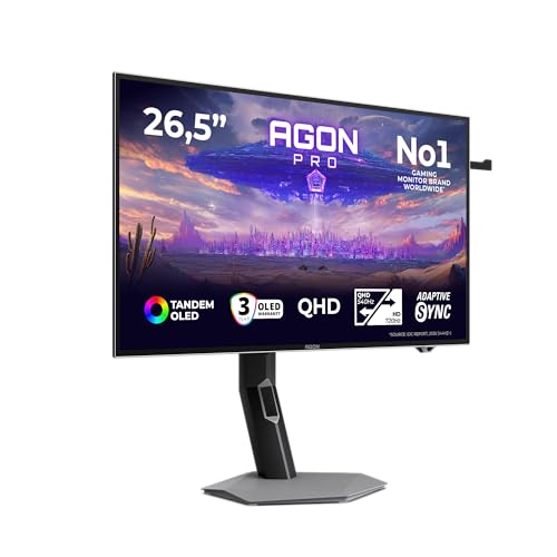AOC AGP277QKDC 27 USB Hub Gaming Monitor, 540Hz/720Hz dual mode, W-OLED Panel, 0.03ms GtG, HDR500 TB, G-Sync Comp., Height Adjustment, Speakers (2560x1440; 1280x720 HDMI 2x 2.1 DP 1x 2.1) Dark Grey