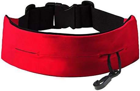 OCATO Fitness Workout Runner Hydration Belt with Hidden Key Holder for Cell Phones,Cards, Cash, Glass (Red)