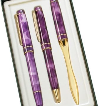 Aeropen International GS-3208 3 Pcs. Set Purple Water Flower BP RB and Letter Opener with Gift Box