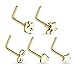 BodyJ4You 5PCS L-Shaped Nose Ring Studs Pack Surgical Steel Goldtone Piercing