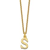 JewelryWeb 10k Yellow Gold Cutout Letter S Initial Necklace Pendant Necklace for Women