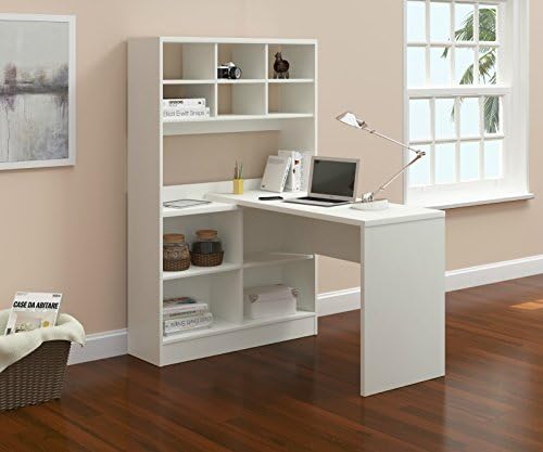 Argo Furniture Yeadon L-Shape Writing Desk with Hutch, White