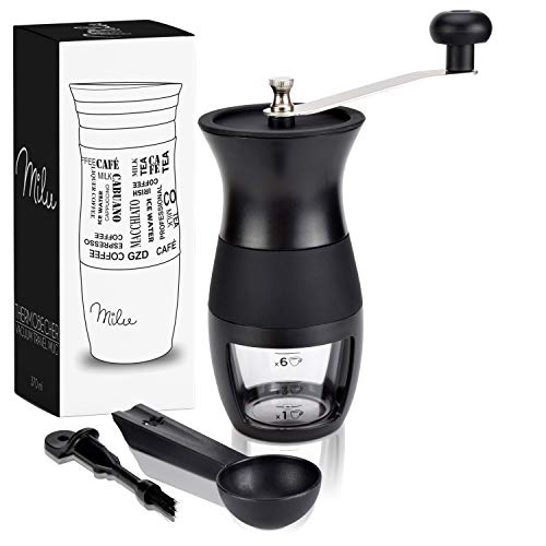 Milu Manuelle Kaffeemühle, Handkaffeemühle mit Keramikmahlwerk, Espressomühle mit verstellbaren Mahlgrad (Plastik… – Bild 6