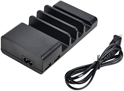 Charging Station, 4 Port USB Charging Station Charger Stand Charging Dock Desktop Charging Stand Organizer Multiple USB Charger Desktop Cell Phone Docking Station (Black)