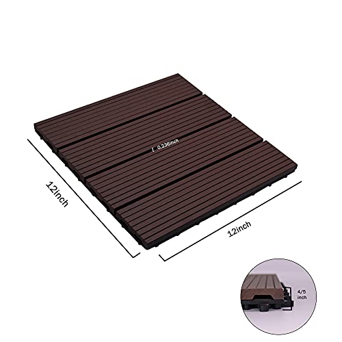 ENOCH Interlocking Deck Tiles, Patio Floor Tiles (12×12 in), Weather
