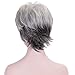 LEJIMEI Short Silver Wigs for White Women Straight Gray Hair Wigs with Bangs Natural Synthetic Full Wigs for Women as Real Hair 104g (Silver) LM051