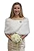 Tion Design Women's Bridal Shawl Fur Wrap One Size, White Free Brooch