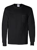 Gildan Men's Ultra Cotton Long Sleeves Pocket T-Shirt_Black_XL