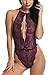 Avidlove Women Sexy Lingerie Teddy One Piece Lace Babydoll Mini Bodysuit Sleepwear Purple X-Large