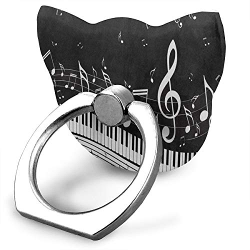 Phone Stand Abstract Piano Music Note Black Cat Type Ring Mobile Phone Holder Adjustable 360° Rotation Finger Grip Holder For IPad Phone X/6/6s/7/8/8 Plus/7, Galaxy S9/S9 Plus/S8/S7 Android Smartphone