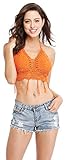 Women's Fringed Bikini Top Tassel Top Cami Tank Bralette, Orange
