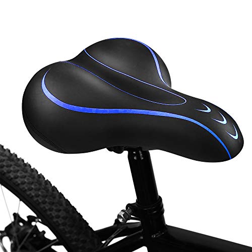 BLUEWIND Bike Seat, Most Comfortable Bicycle Seat Memory Foam Waterproof Bicycle Saddle – Dual Shock Absorbing with Mounting Wrench – Best Stock Bicycle Seat Replacement for Mountain Bikes, Road Bikes