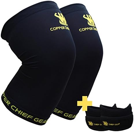 Copper Chief Gear Copper Knee Braces (1 Pair) with Free Patella Knee Braces (1 Pair) - Guaranteed Best Copper Infused Fit - Compression & Recovery Sleeves - Both Men & Women
