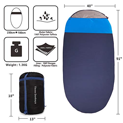 Three Donkeys XXL Sleeping Bags for Camping; Machine Washable,Warm