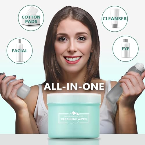 200Pcs Pre-Moistened Face Makeup Remover Wipes, All-In-One Facial Cleansing & Hydrating, No-rinse Makeup Remover Wipes, Alcohol-Free, Gentle Formula for Sensitive Skin, Quick & Easy Makeup Removal