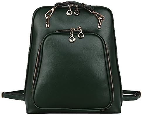 SAIERLONG MsBP Women's Back Pack Backpack dark green Cow Leather - preppy style lock catch