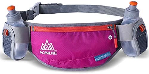 Quannaus AONIJIE Running Hydration Belt Bottle Holder Belt Reflective Running Water Belt Fanny Pack Waist Packs with Two Water Bottle