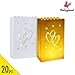 20pcs White Luminary Candle Bags Special Lantern Luminary Bag with Duo Heart Durable and Reusable Fire-Retardant Cotton Material for Wedding Valentine Reception Engagement Marriage Proposal Event primary