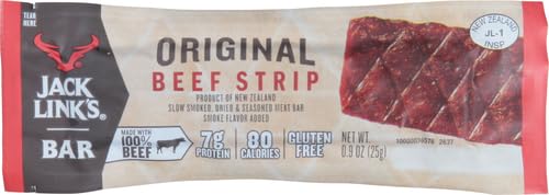JACK LINK’S BEEF STRIPS, ORIGINAL, 1 COUNT – GREAT PROTEIN BAR, MEAT BAR WITH 8G OF PROTEIN AND 70 CALORIES, GLUTEN FREE, NO ADDED MSG OR NITRATES/NITRITES
