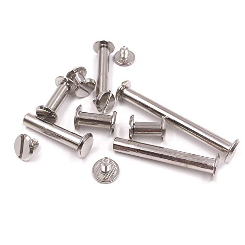 Seloky 140-Set Slotted Chicago Screw Binding Screws Posts Assortment Kit for Scrapbook Photo Albums Binding and Leather Saddles Purses Belt Repair(M5 x 6/10/12/15/25/35/45)