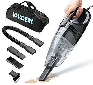 Car Vacuum,Lolldeal 12V 3200PA Suction Black Powerful Car Vacuum Cleaner Portable Hand Held Vacuum 16.4FT(5M)Power Cord with Carrying Bag(Black)
